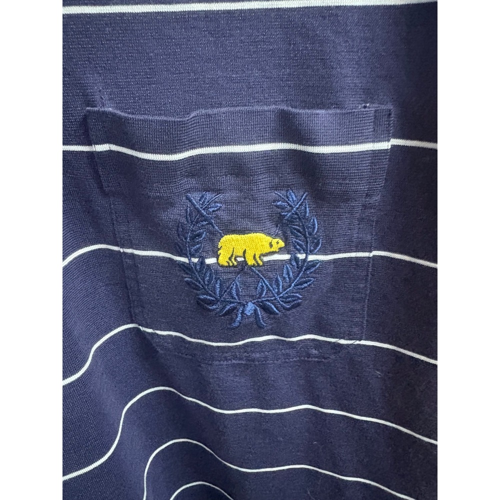 Jack Nicklaus Golden Bear Mens XL Navy Blue Striped Golf Polo Shirt Pocket Logo - Picture 2 of 4